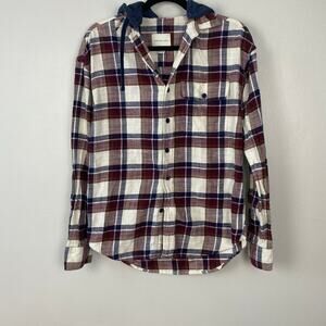 American Eagle Super Soft Plaid‎ Flannel Hooded Lightweight Shacket Size XS